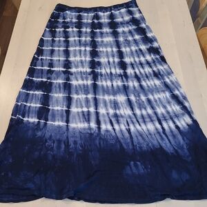 TRYST Blue Tie-dyed Blue And White Elastic Waist Maxi Skirt
